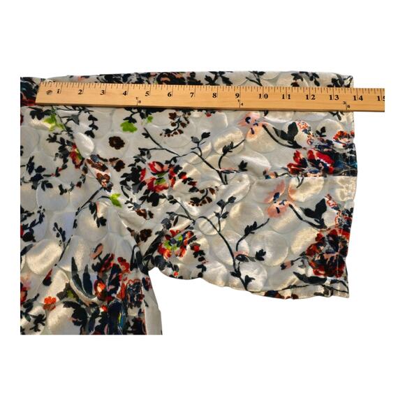 Maeve Womens Dark Floral Umi Velvet Burnout Top XS Silk Blend Kimono Sleeves - Picture 9 of 10